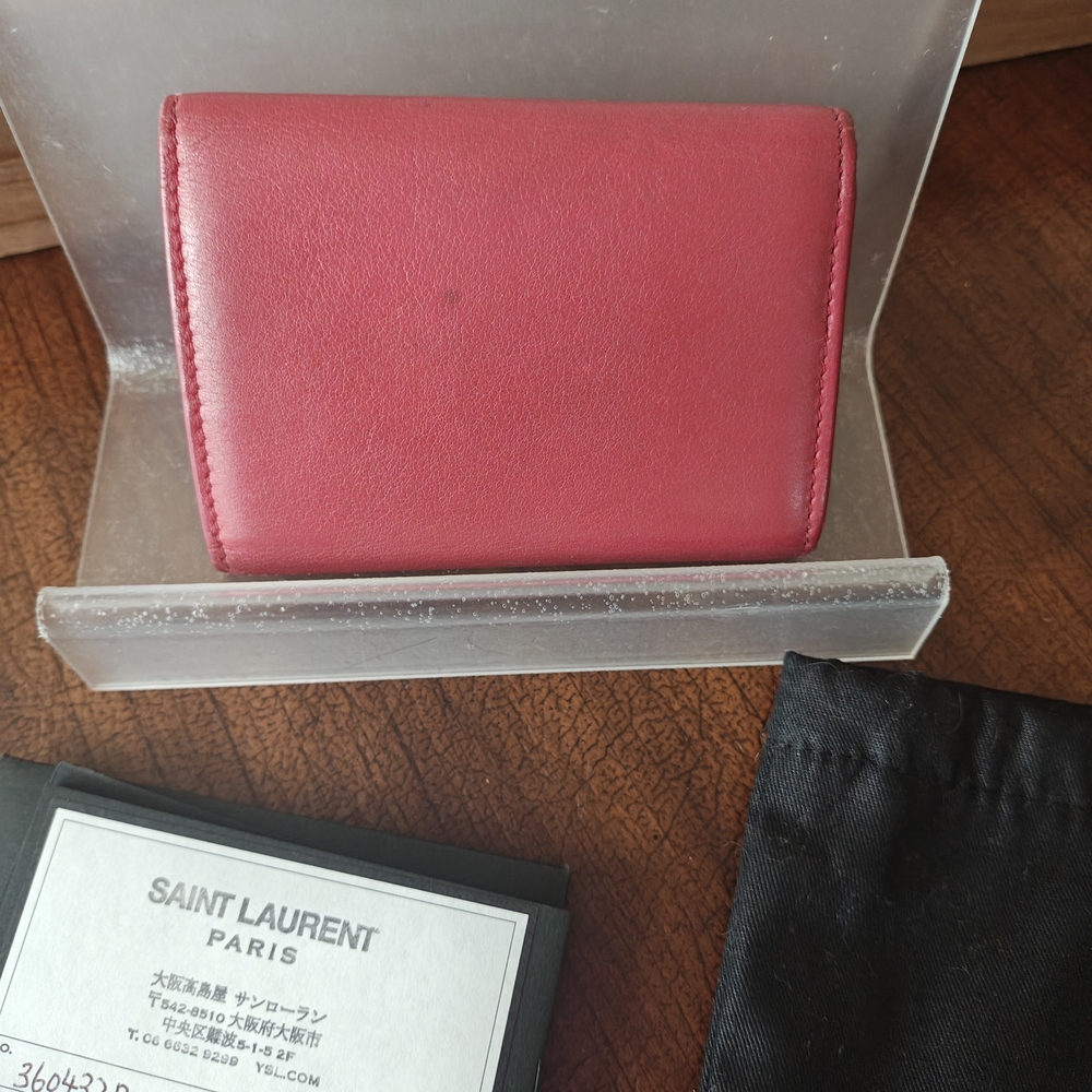 Saint Laurent Pink Leather Card & Key Holder - Picture 3 of 7